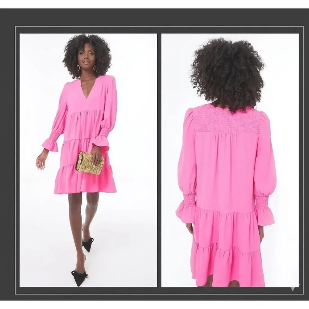 POMANDER PLACE Electric Pink Crepe Kenzo Dress Size XS NWT Retail $128
